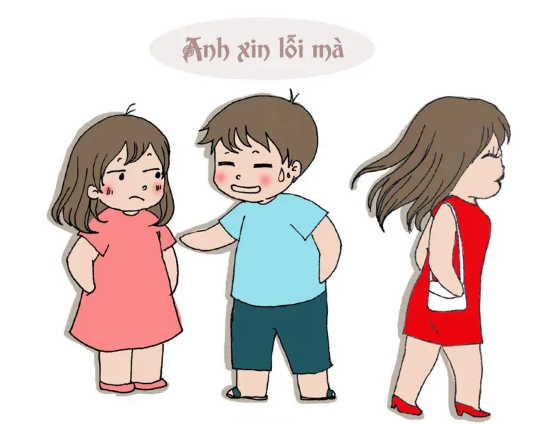 Meme xin lỗi chân thành ngộ nghĩnh, đầy cảm xúc.