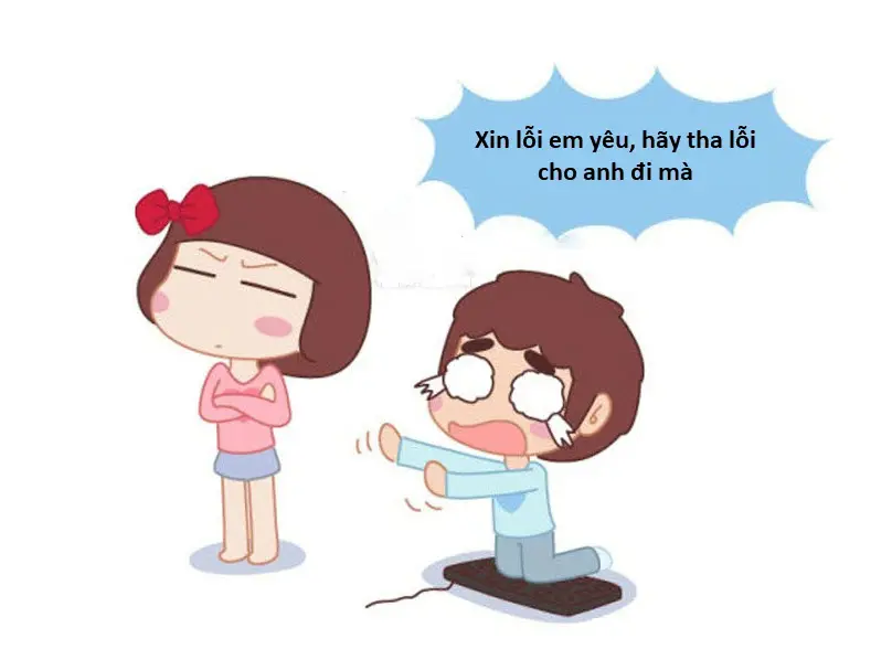 Meme quỳ xin lỗi lầy lội, gây cười mạnh.