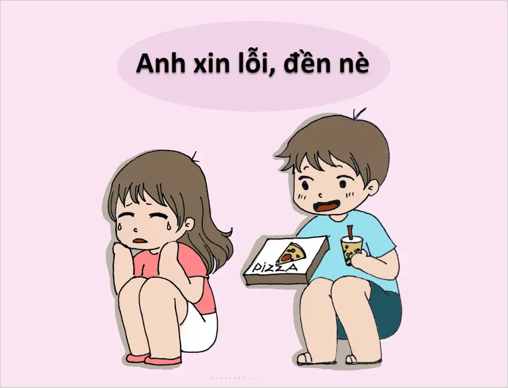 Ảnh meme xin lỗi người yêu cực hài.