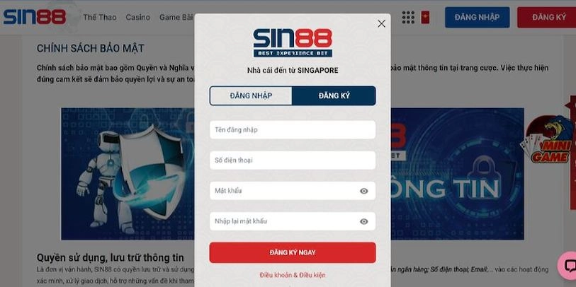 Hướng dẫn chi tiết từ A đến Z khi thực hiện đăng ký Sin88