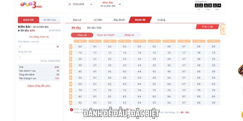 Đánh đề đầu, đặc biệt còn có tỷ lệ thắng tới 95 lần