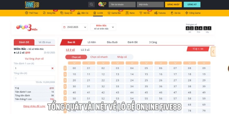 Lô đề online tại Five88 là điểm hẹn lý tưởng của đông đảo game thủ