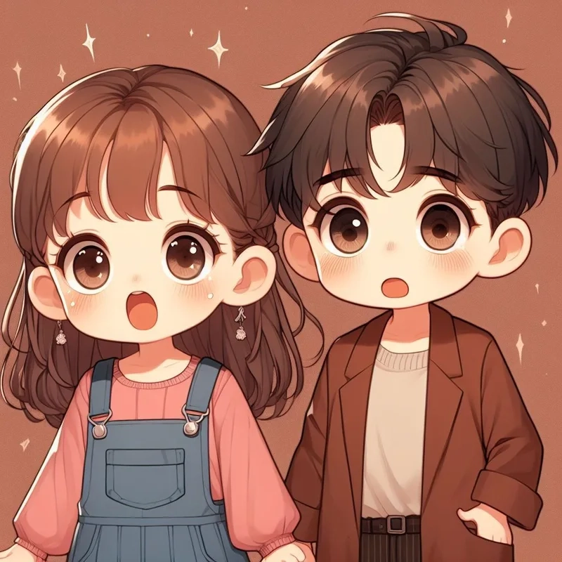 Hình ảnh song hành dễ thương của hình chibi đôi