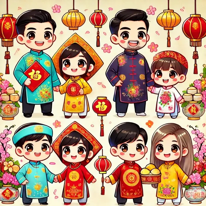 Nhìn là thấy Tết về cùng bộ hình tết chibi cực xinh