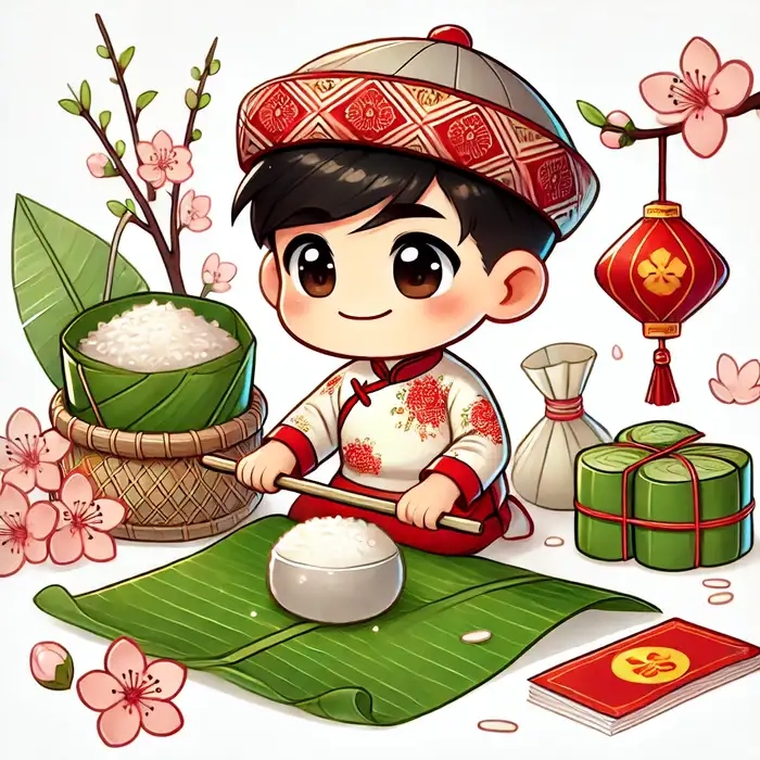 Thay áo mới cho điện thoại bằng hình nền tết chibi
