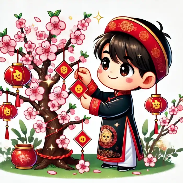 Lời chúc đáng yêu hơn với chibi chúc tết cực sáng tạo