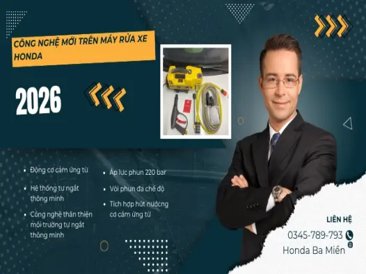 Honda trình làng máy rửa xe 2026 với động cơ siêu bền bỉ