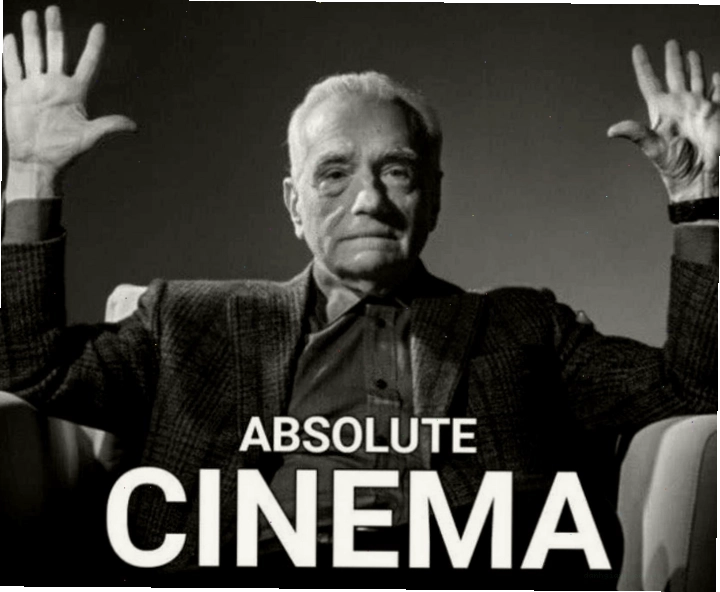 Ảnh meme 'absolute cinema' với câu hỏi về bộ phim Gundam nào được coi là 'điện ảnh tuyệt đối'.