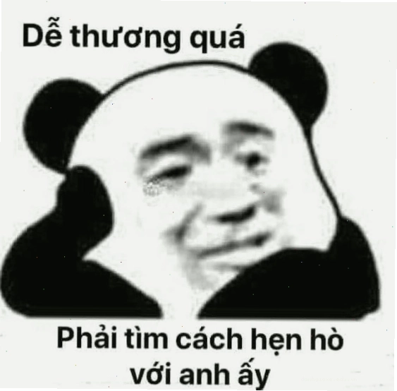 Ảnh meme gấu trúc với ánh mắt lấp lánh, thể hiện sự thích thú