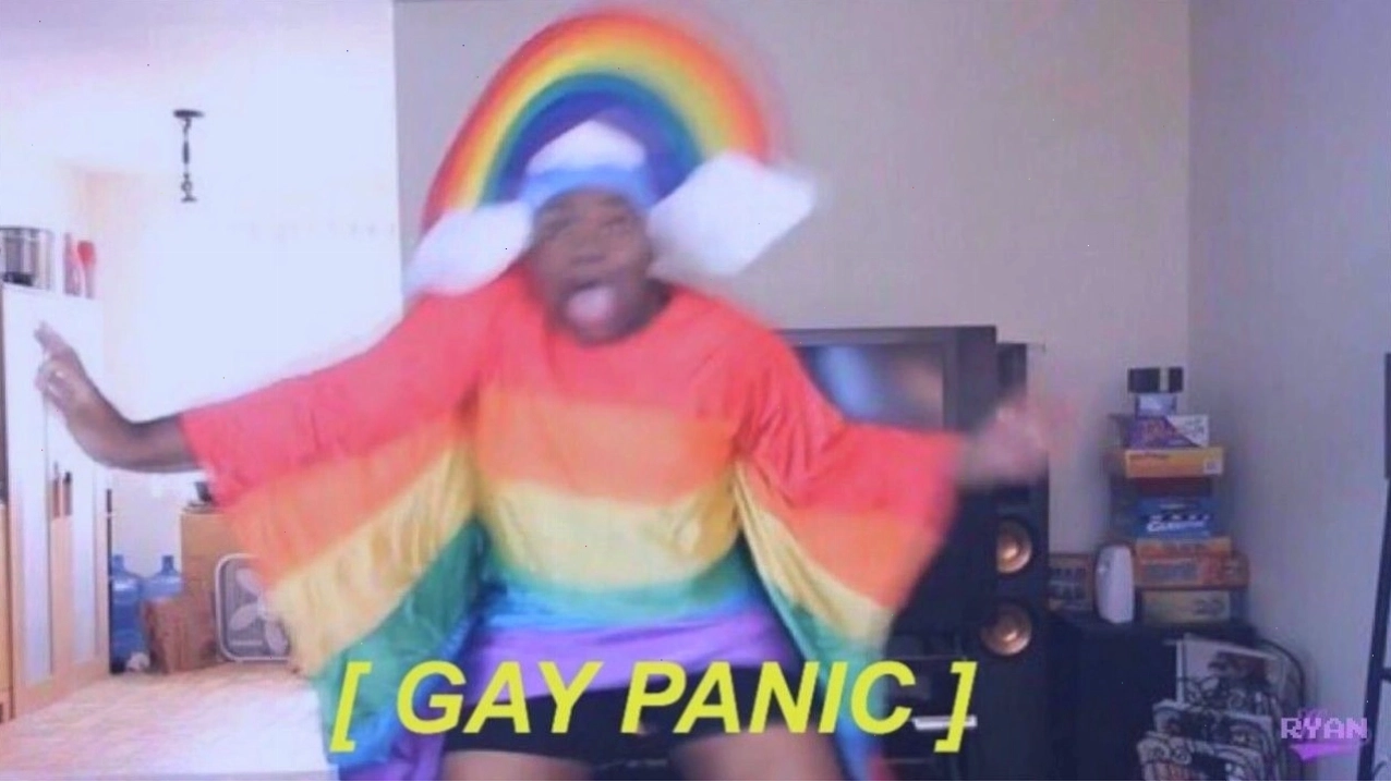 Ảnh meme 'gay panic' mô tả sự hoảng loạn khi đối diện với một người đồng giới hấp dẫn