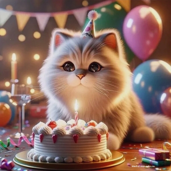 Ảnh meme happy birthday đơn giản với hình ảnh bánh kem và pháo hoa