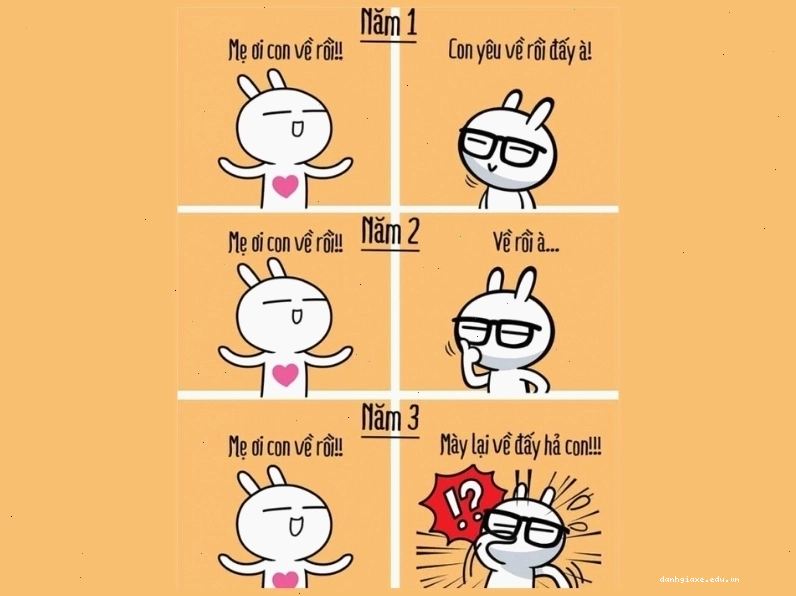 Ảnh meme minh họa sự thay đổi thái độ của phụ huynh với con cái sau 3 năm đại học