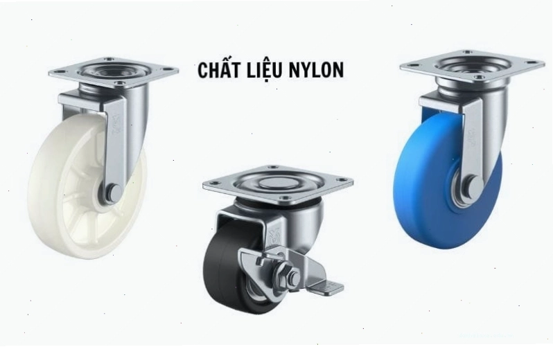 Bánh xe đẩy hàng Nylon chịu lực tốt, phù hợp môi trường khô ráo