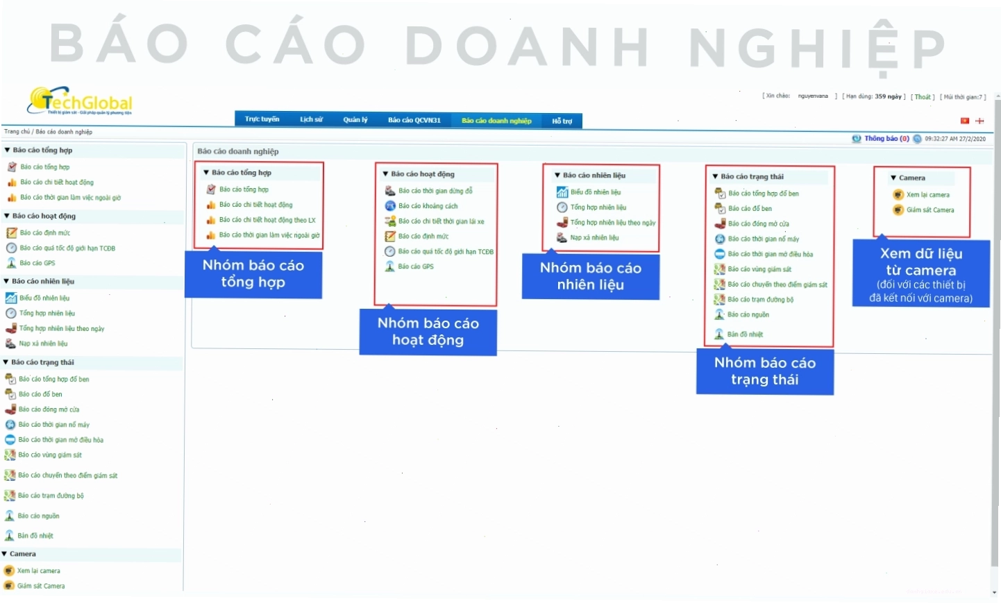 Báo cáo chi tiết từ hệ thống giám sát hành trình