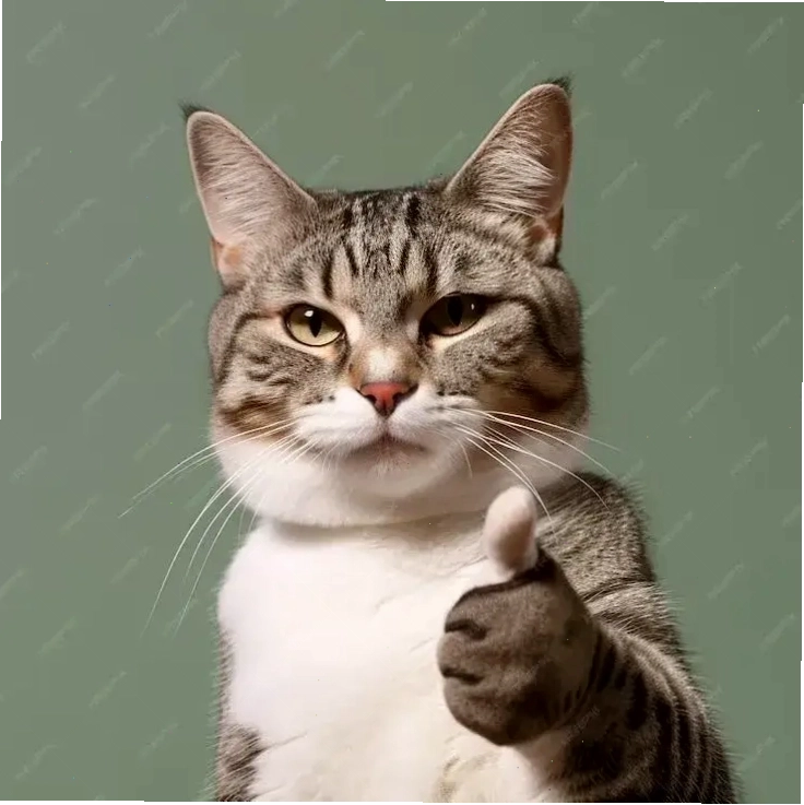 Biểu cảm hài hước của mèo khi giơ tay like, thể hiện sự tán thành nhiệt tình.