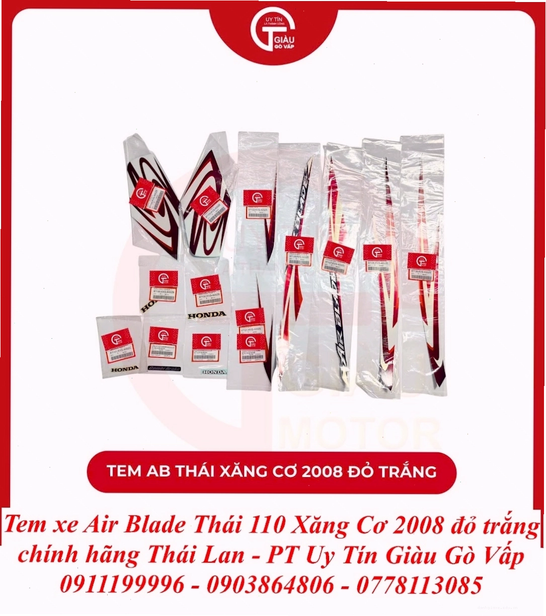 Bộ Tem Xe Air Blade Thái 110 Xăng Cơ 2008