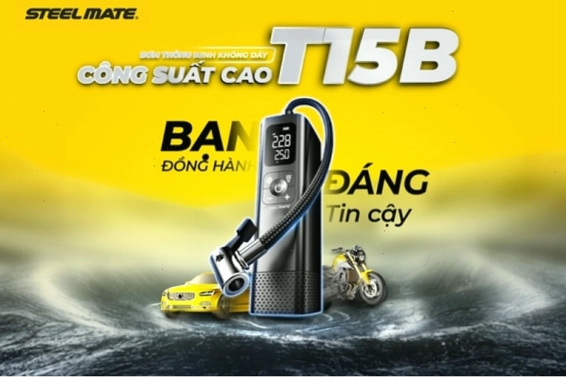 Bơm lốp ô tô mini thông minh không dây STEELMATE T15B
