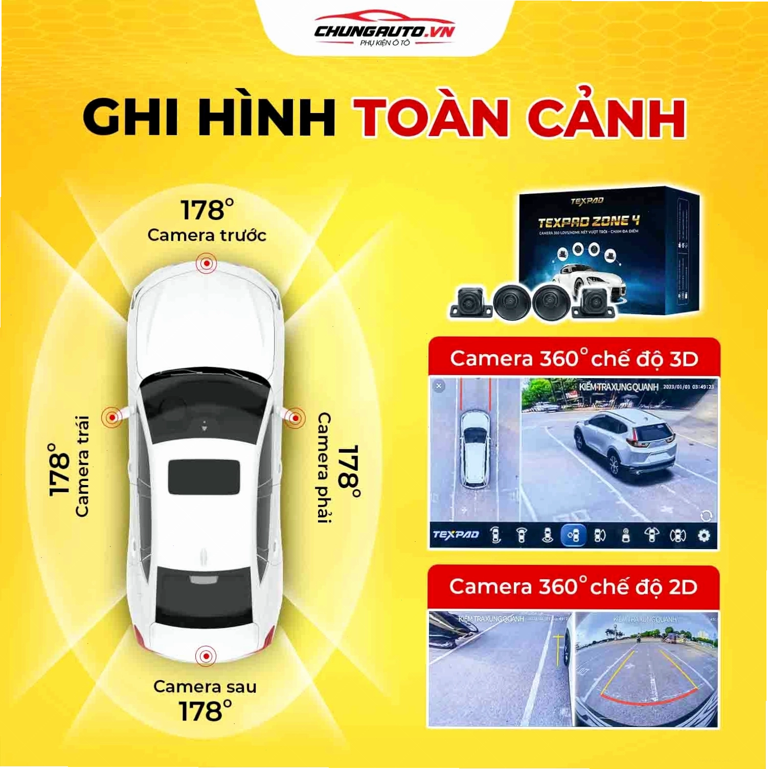 Camera 360 cho ô tô ghi hình toàn cảnh, bao quát mọi góc nhìn