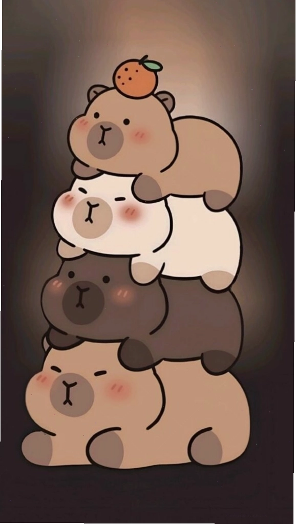 Capybara chồng chất lên nhau trong bóng tối ấm cúng, tạo hình ảnh thư giãn 