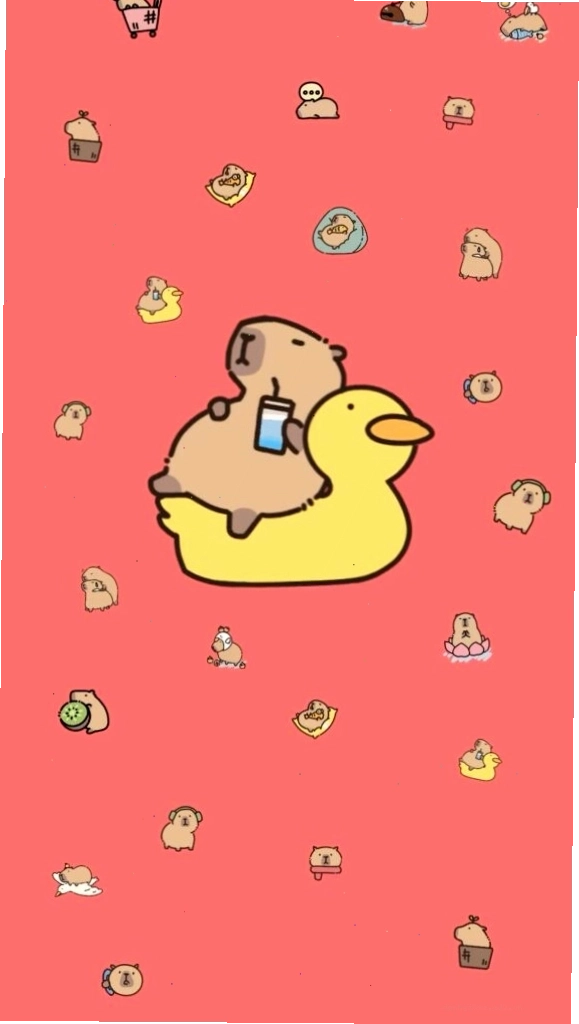 Capybara thư giãn trên phao vịt màu vàng