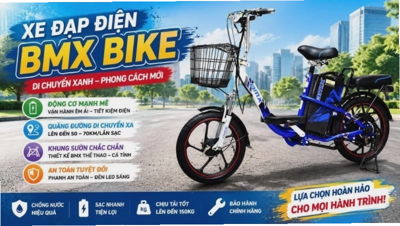 Chi tiết lốp xe và hệ thống phanh trên xe đạp điện BMX