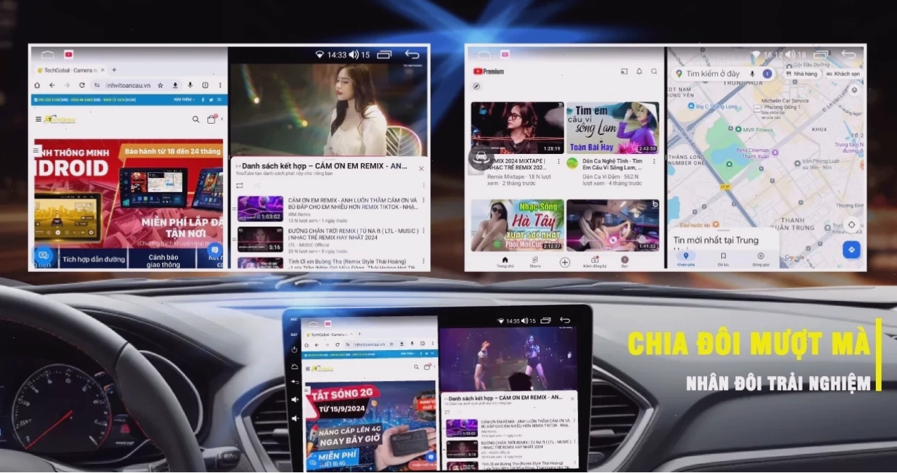 Chia đôi màn hình mượt mà trên Android Box Vietmap BS10 Lite