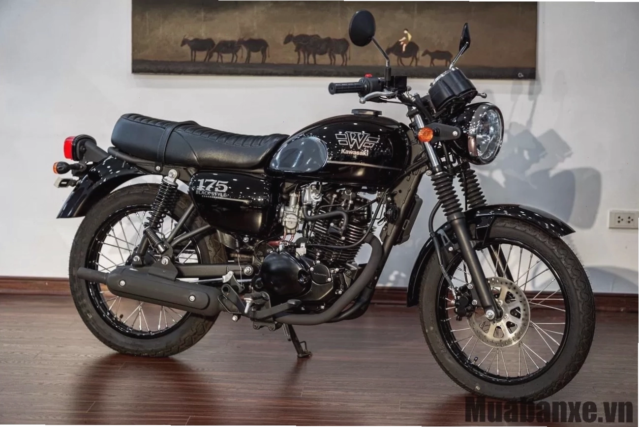 Chiếc Kawasaki W175 mang phong cách cổ điển với bình xăng màu đỏ nổi bật