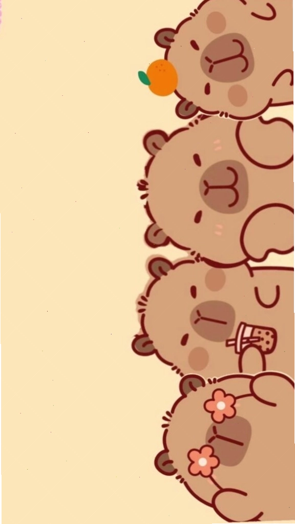Chú Capybara ngồi xếp hàng thẳng tắp, dáng vẻ trầm tư đầy vô tri