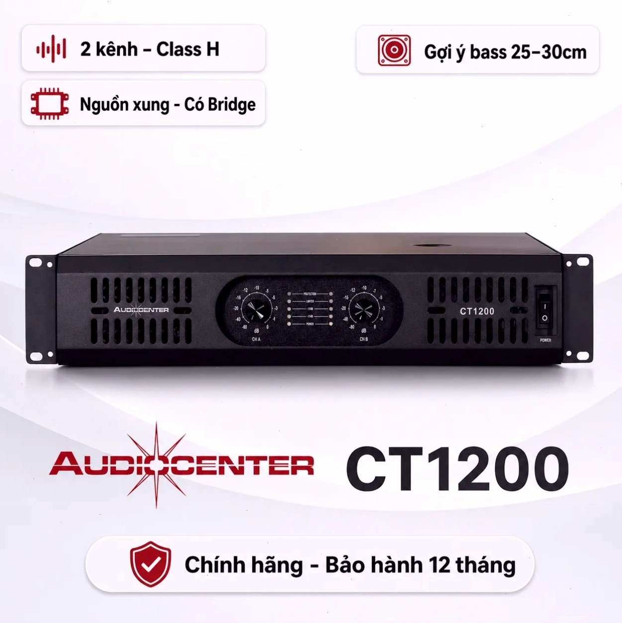 Cục đẩy 2 Kênh Audiocenter CT1200