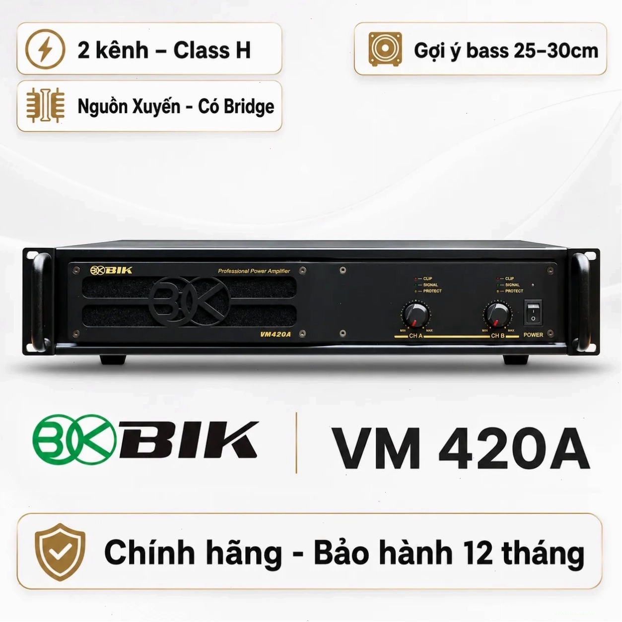 Cục đẩy công suất 2 kênh BIK VM 420A