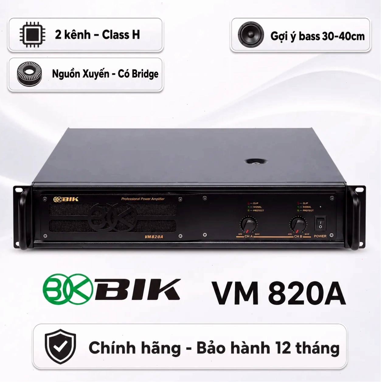 Cục đẩy công suất 2 kênh BIK VM 820A