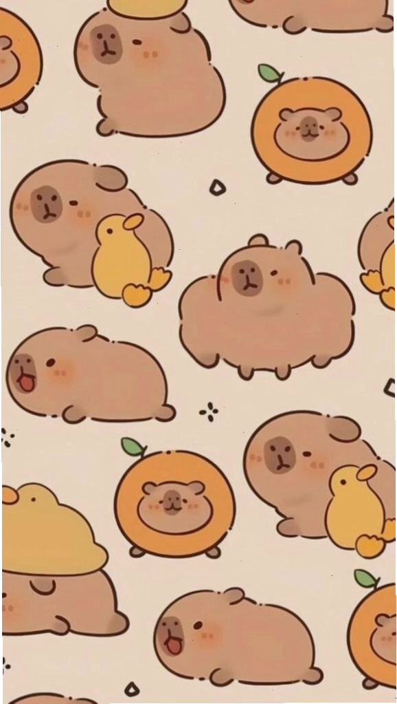 Đàn Capybara thản nhiên đi cùng đàn vịt vàng trên nền cỏ xanh mướt