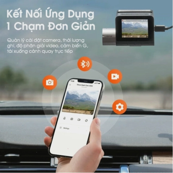 Điều khiển camera 70mai A510 qua ứng dụng điện thoại