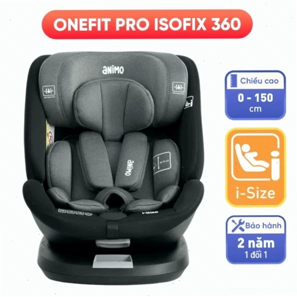 Ghế ngồi ô tô Animo Onefit Pro Isofix 360 màu Iron Gray