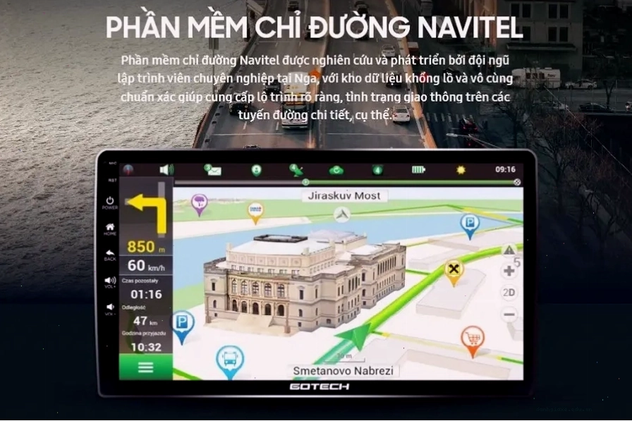 Giao diện ứng dụng Navitel hiển thị bản đồ dẫn đường