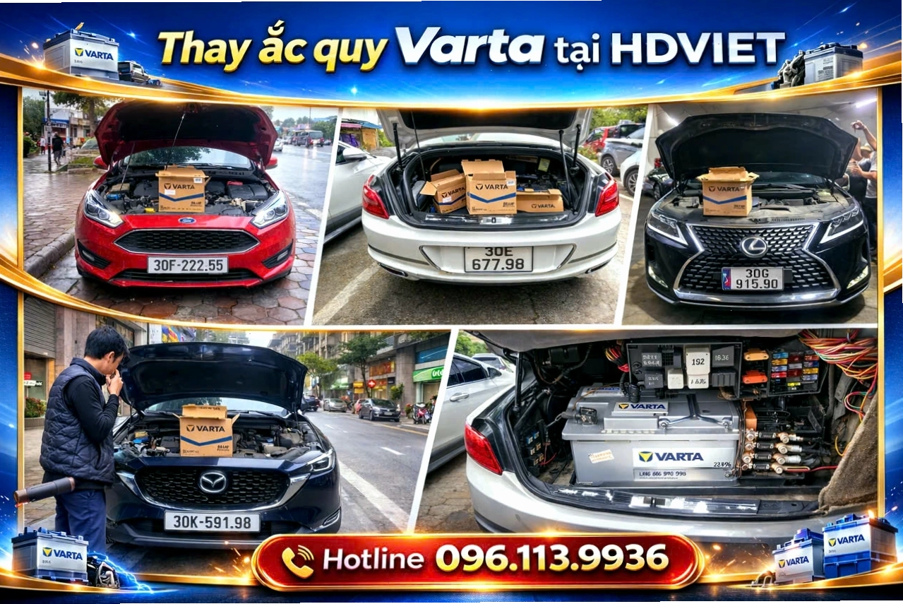 Hình ảnh thực tế nhân viên đang thay ắc quy cho khách hàng