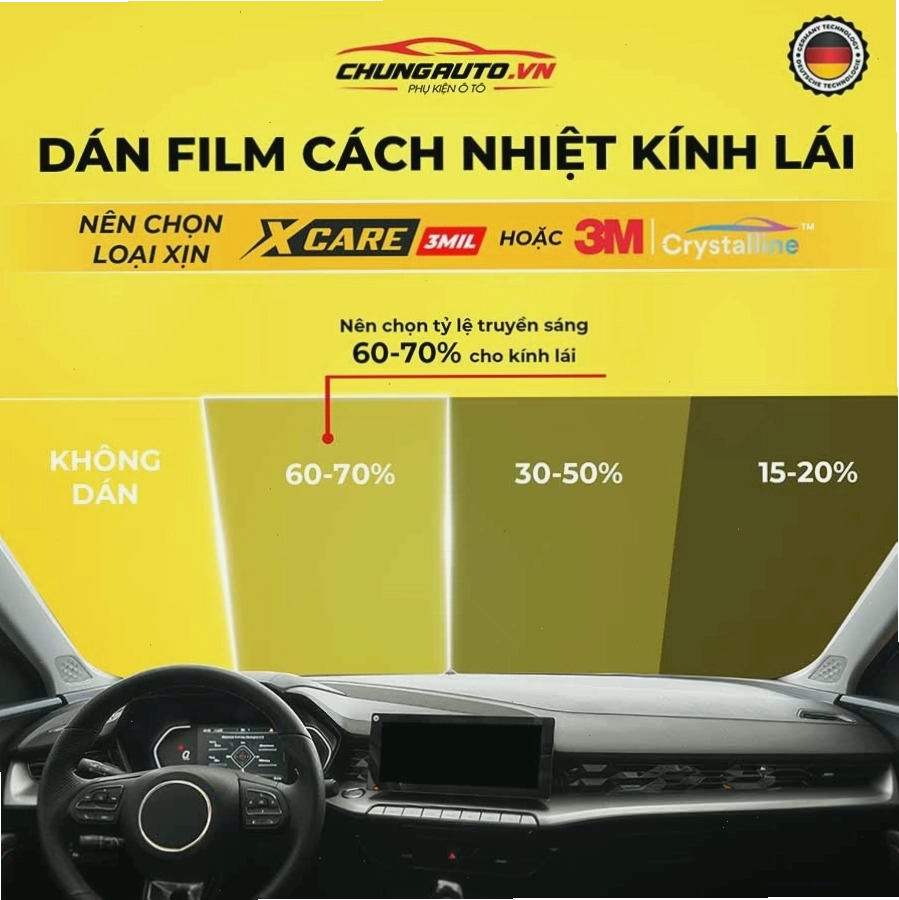 Kỹ thuật viên đang dán phim cách nhiệt cho kính lái ô tô