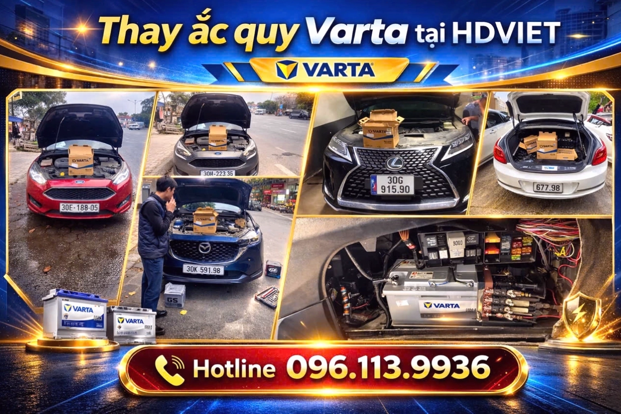 Kỹ thuật viên kiểm tra tình trạng ắc quy Varta
