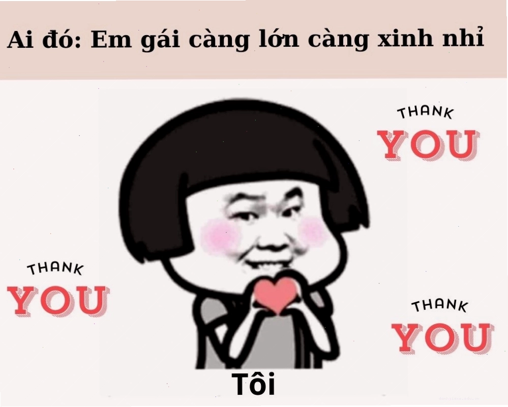 Meme biểu thị sự cảm ơn kèm theo hành động thả tim