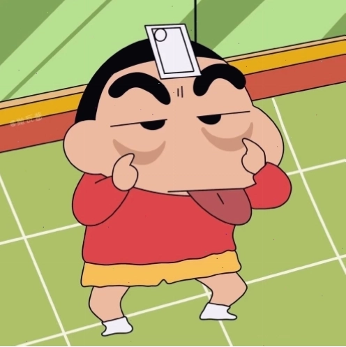 Meme Shin cậu bé bút chì đang cười toe toét, tay chỉ vào mặt một người nào đó, thể hiện sự tinh nghịch và trêu chọc.