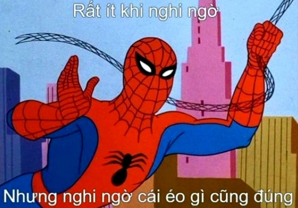 Meme Spider-Man với biểu cảm 'Ơ hay nhỉ?'