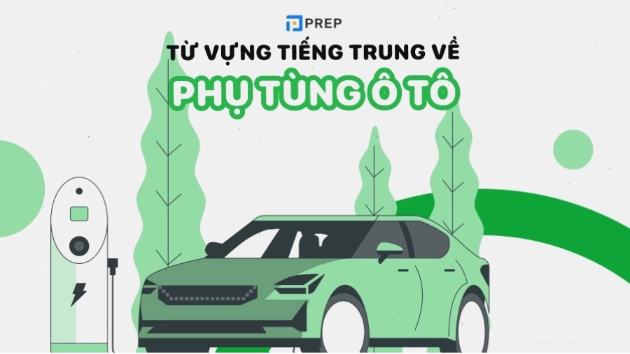 Minh họa các bộ phận bên trong và bên ngoài xe ô tô bằng tiếng Trung