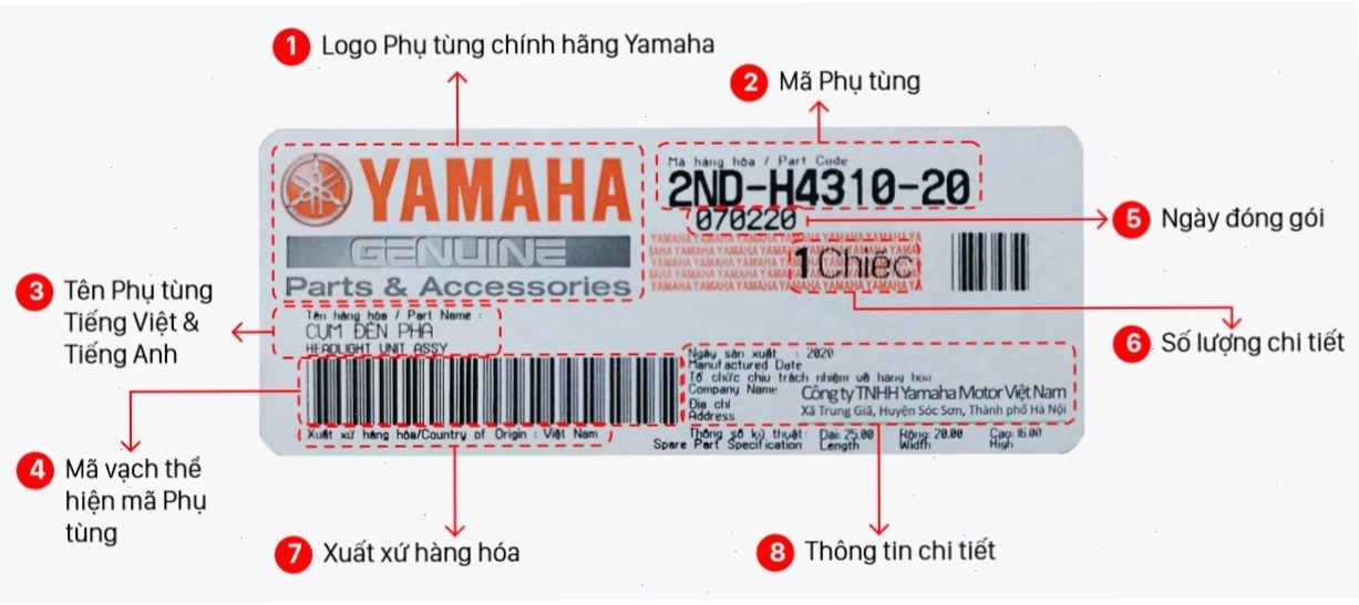 Nhận biết phụ tùng Yamaha nhờ tem chính hãng