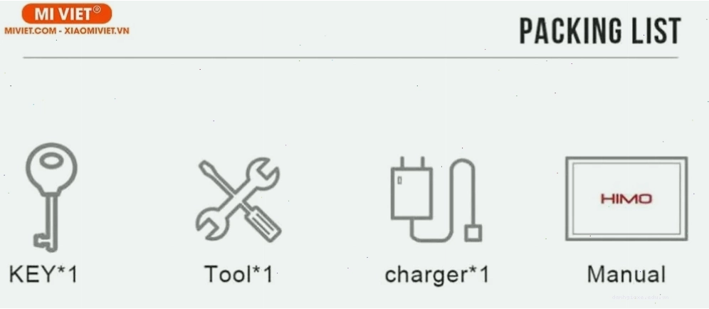 Phụ kiện đi kèm trên xe đạp điện trợ lực Xiaomi Himo C26
