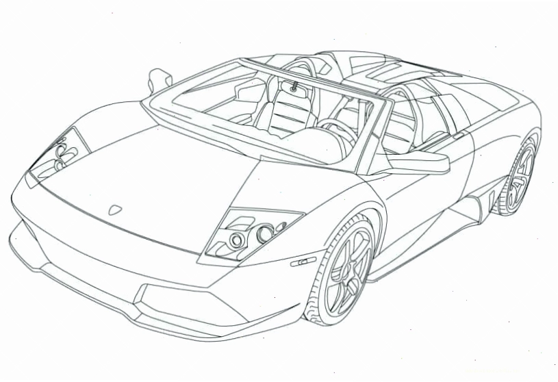Siêu xe Lamborghini mui trần trong tranh tô màu