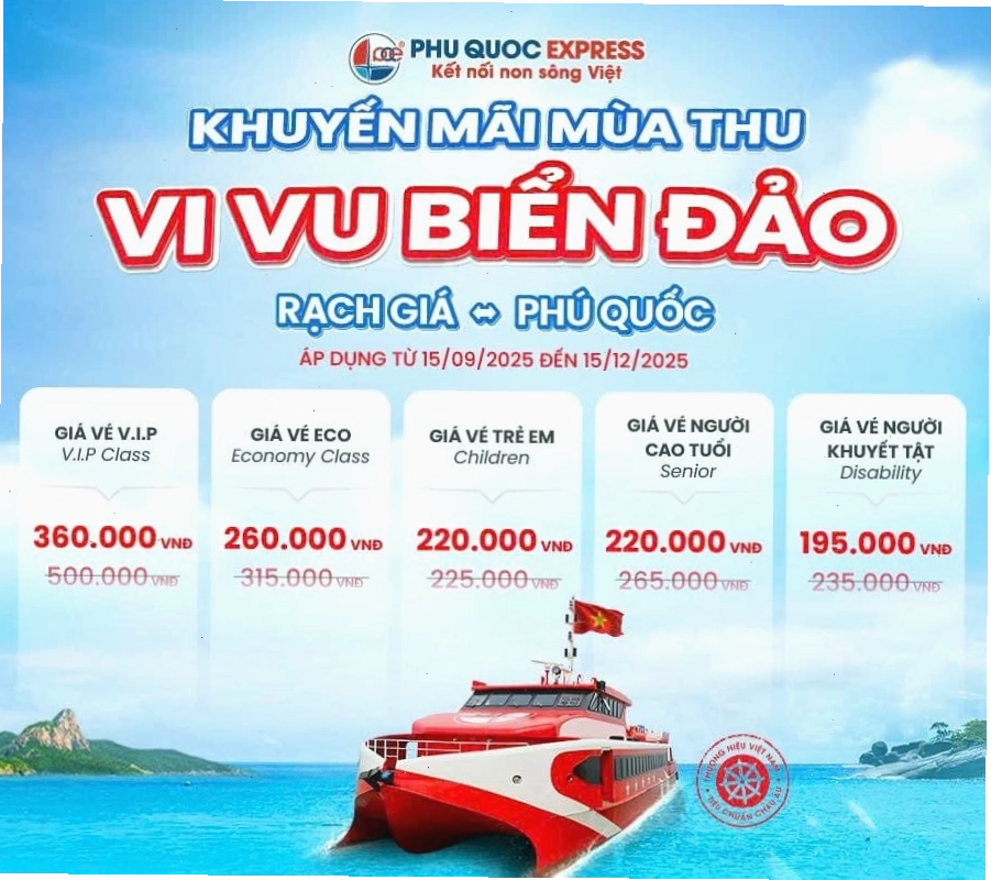 Tàu cao tốc chuẩn bị rời bến tại Rạch Giá