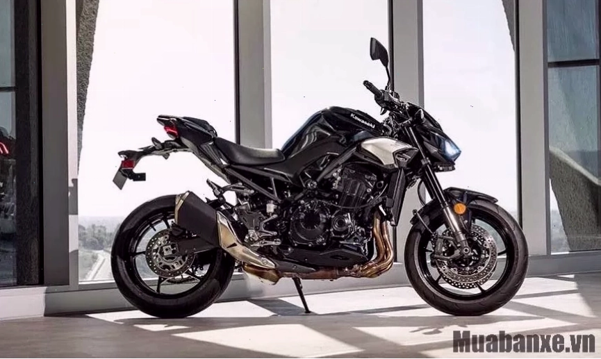 Thân xe Kawasaki Z900 với thiết kế góc cạnh và pô Akrapovic thể thao