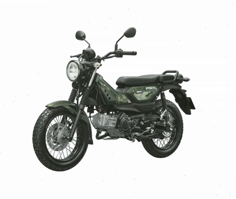 Thiết kế góc nghiêng của xe Yamaha PG-1 màu xanh rằn ri
