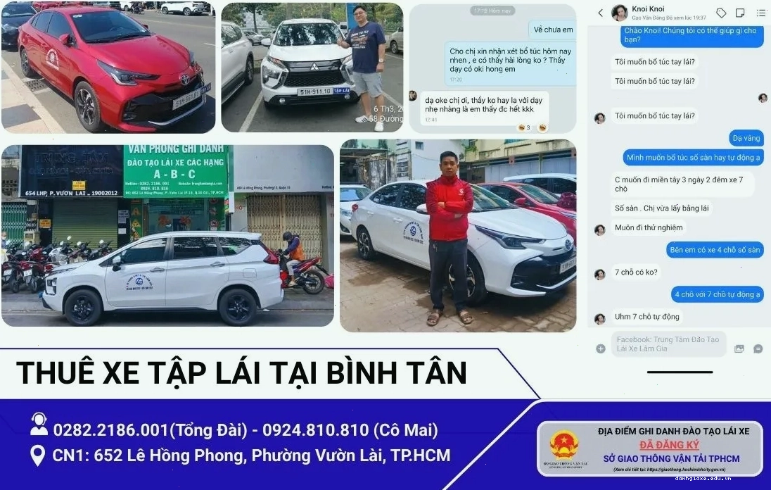 Thuê xe tập lái tại Bình Tân với xe số sàn và số tự động tại trung tâm Đồng Tiến