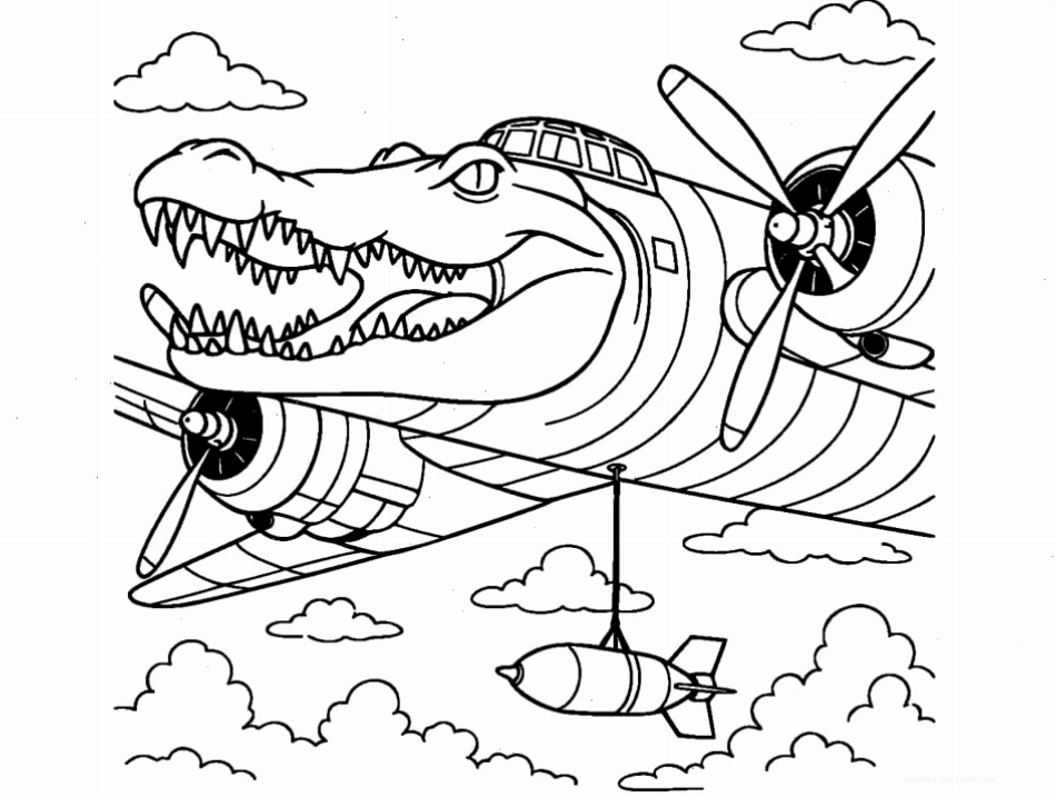 Tranh tô màu Bombardiro Crocodillo với phong cách độc đáo